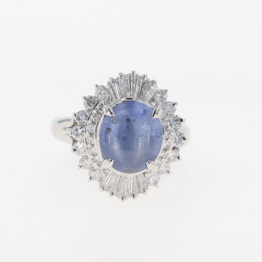 スターサファイア デザインリング プラチナ 指輪 メレダイヤ リング 10  