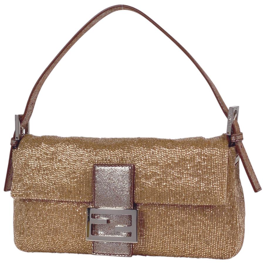 【FENDI】バッグ　ショルダーバッグ  ブラウン　ラメ FENDI】バッグショルダーバッグ ブラウンラメ
