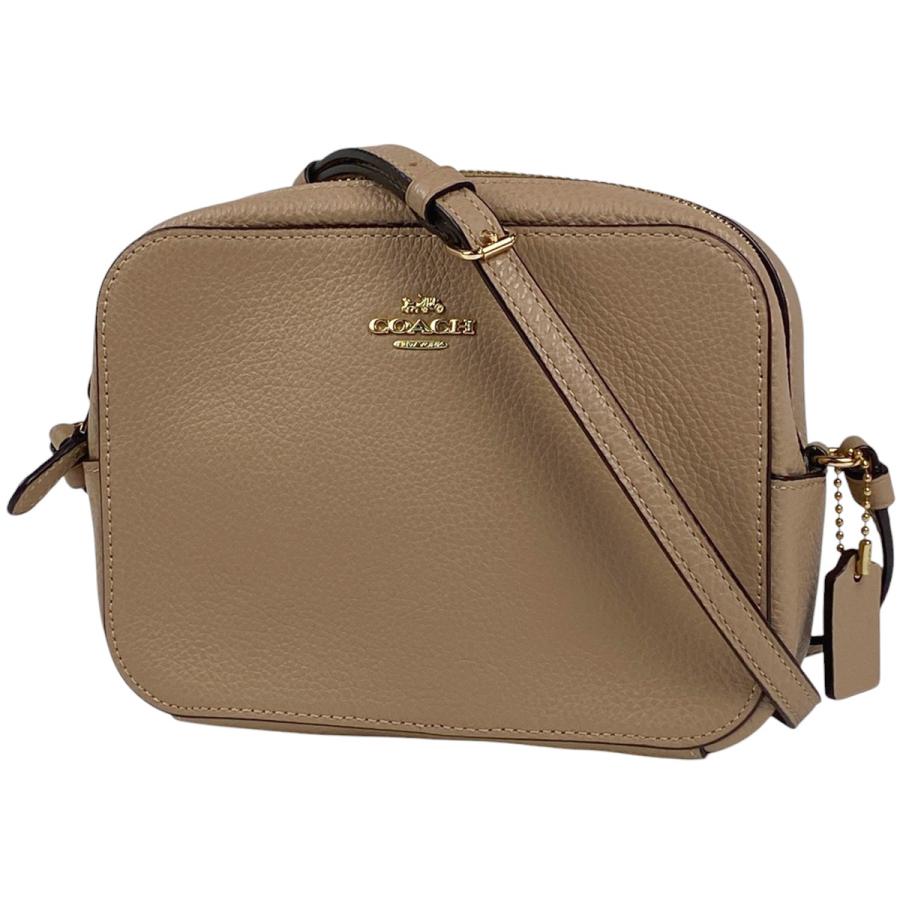 COACH コーチ ロゴ ショルダーバッグ レザー ベージュ レディース 中古  