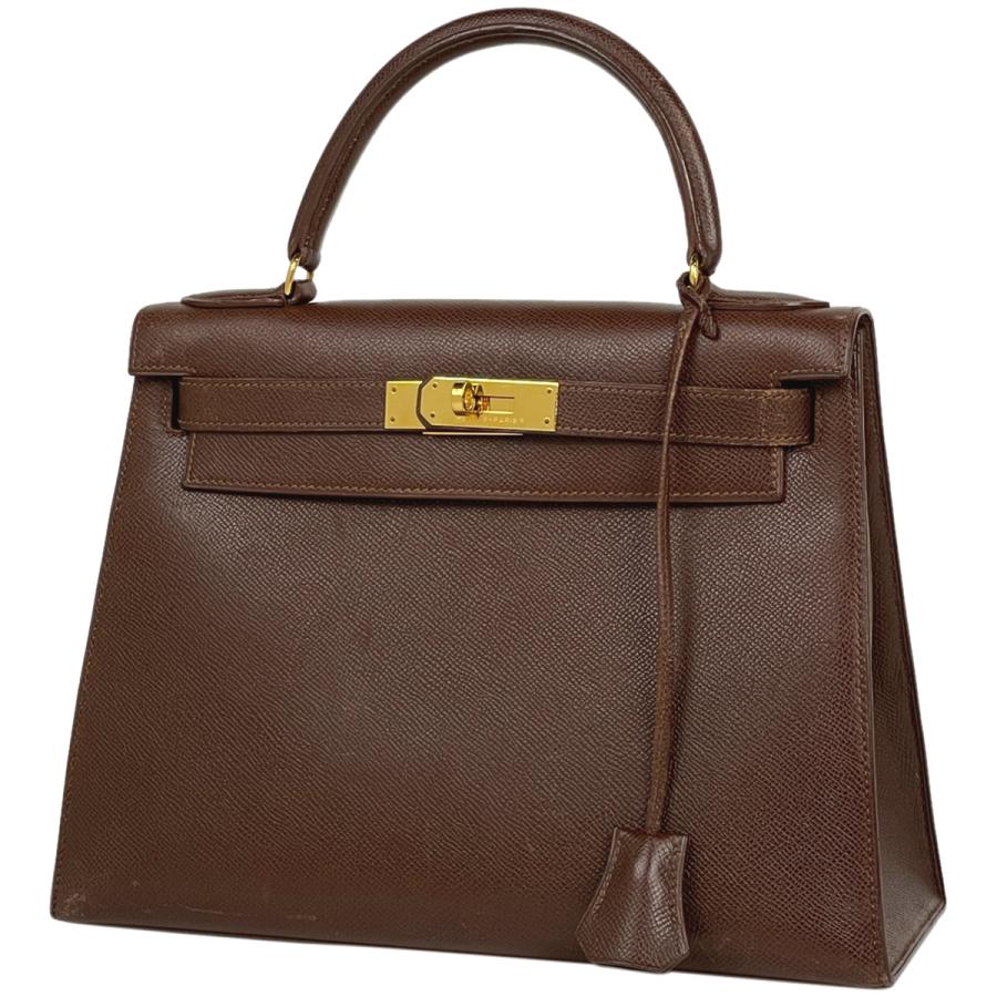 HERMES エルメス ケリー 28 外縫い ハンドバッグ クシュベル ブラウン 