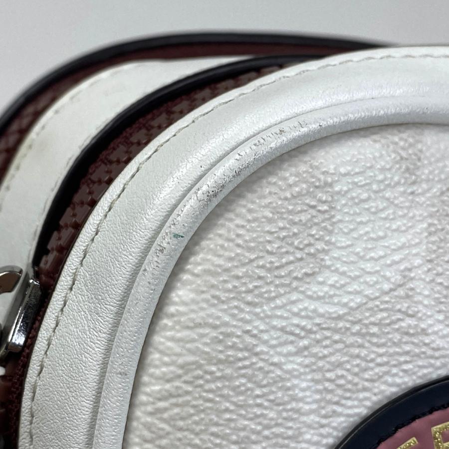 美品 COACH/コーチ 3706 ディズニーコラボ ミッキー シグネチャー ショルダーバッグ ホワイト系 レザー 中古 COACH（コーチ） シグネチャー ショルダーバッグ ディズニーコラボ