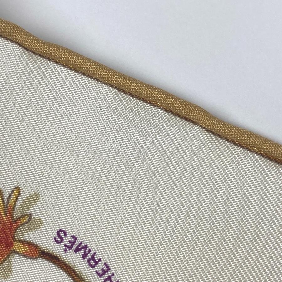 エルメス HERMES プチカレ FLEURS et PLUMES 花と羽 スカーフ シルク 