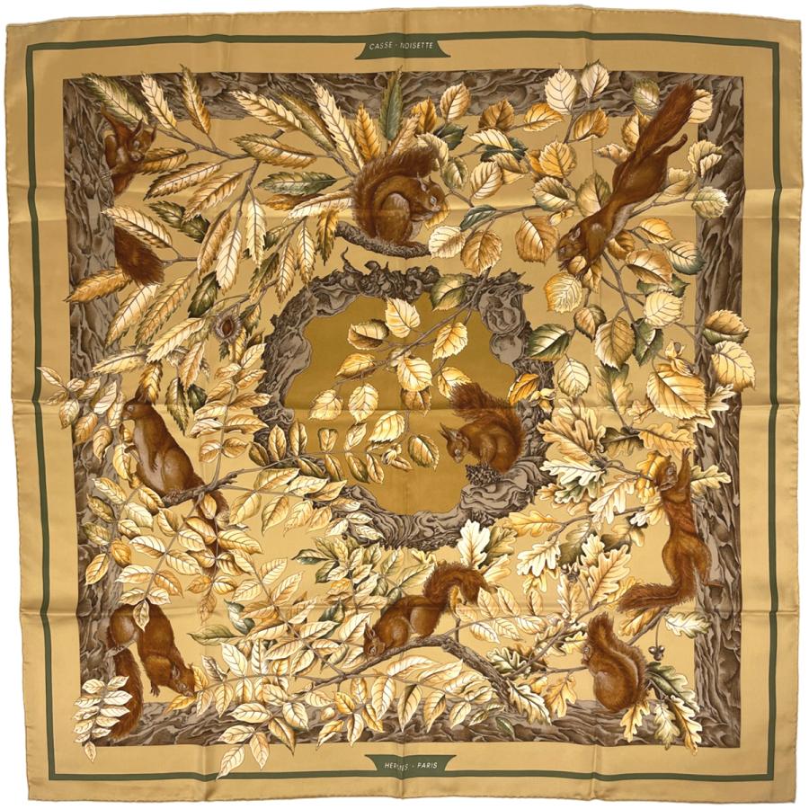 お値下げ中 エルメス カレ90 スカーフ リス柄