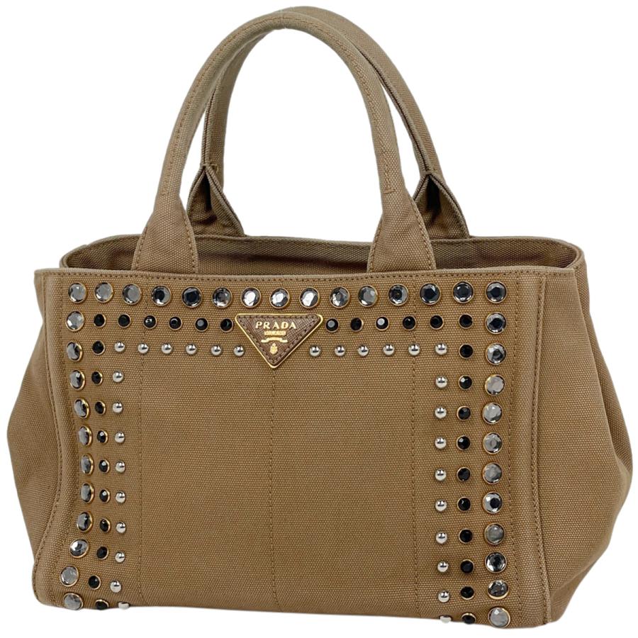 PRADA プラダ　カナパ　トートバッグ　ビジュー　スタッズ　ハンドバッグ PRADA（プラダ） カナパ トート 2WAY ショルダーバッグ ビジュー