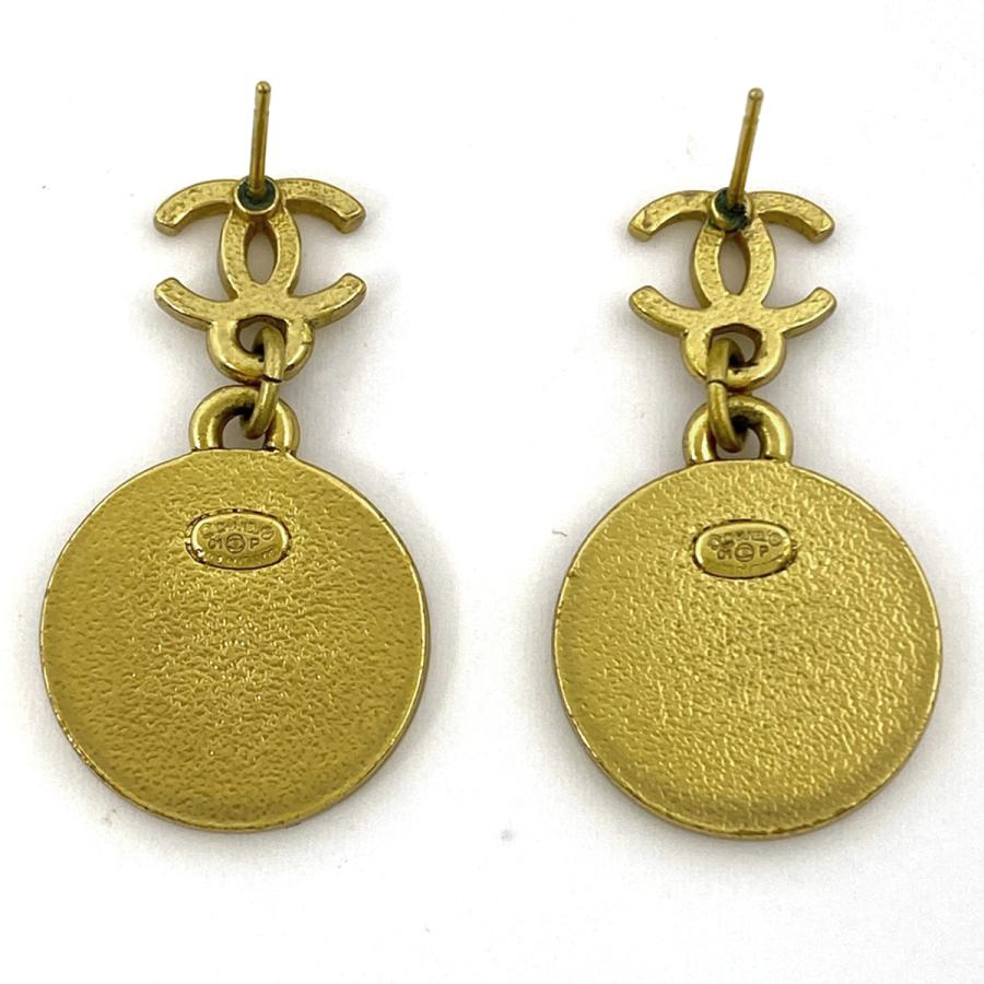 CHANEL シャネル ココマーク ピアス ラウンド スター GP サーモン  