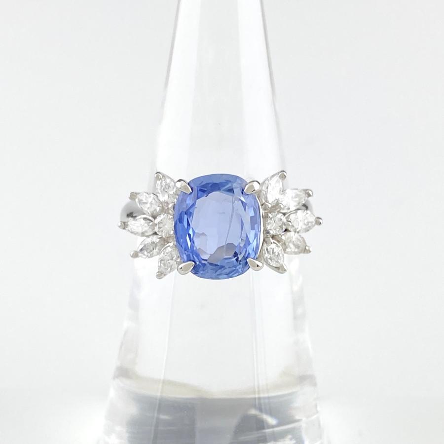 サファイア デザインリング プラチナ 指輪 メレダイヤ リング 11号  