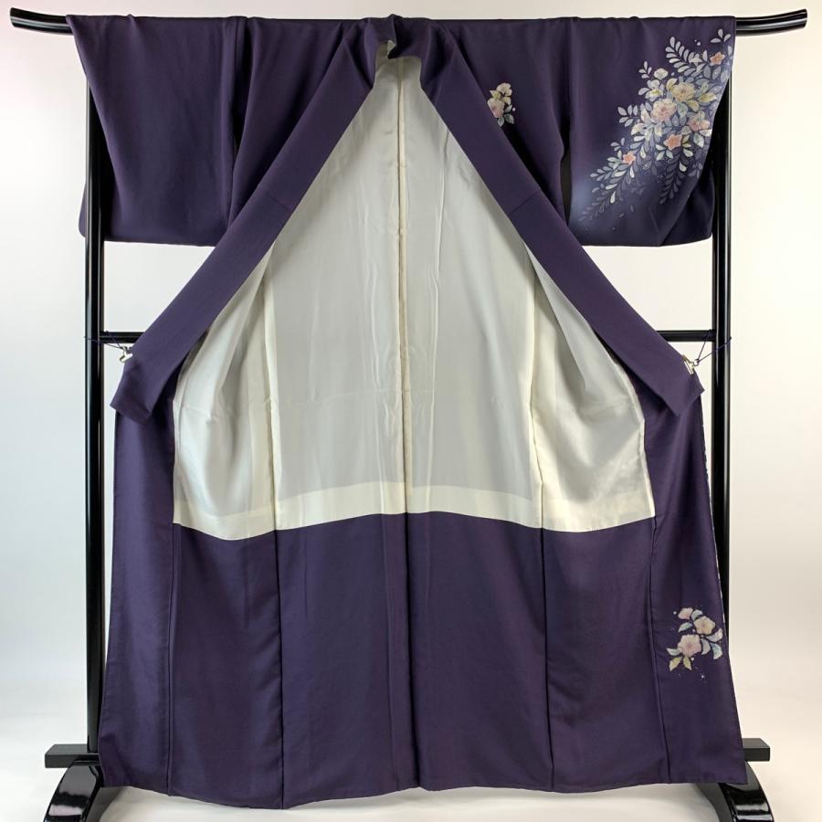 訪問着 身丈165cm 裄丈70.5cm L 袷 辻ヶ花 ぼかし 紫 正絹 名品 中古｜kaipre｜03