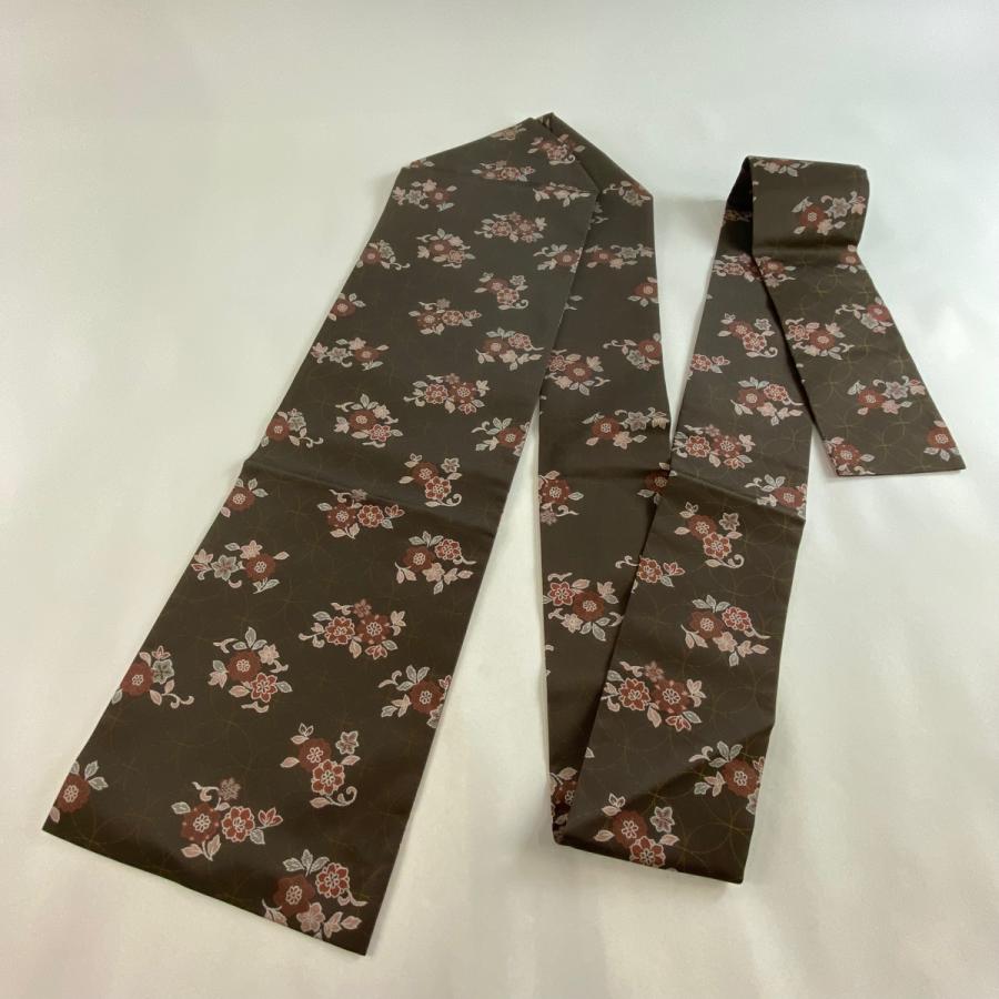 名古屋帯 美品 秀品 花唐草 七宝 焦茶色 正絹 中古｜kaipre｜05