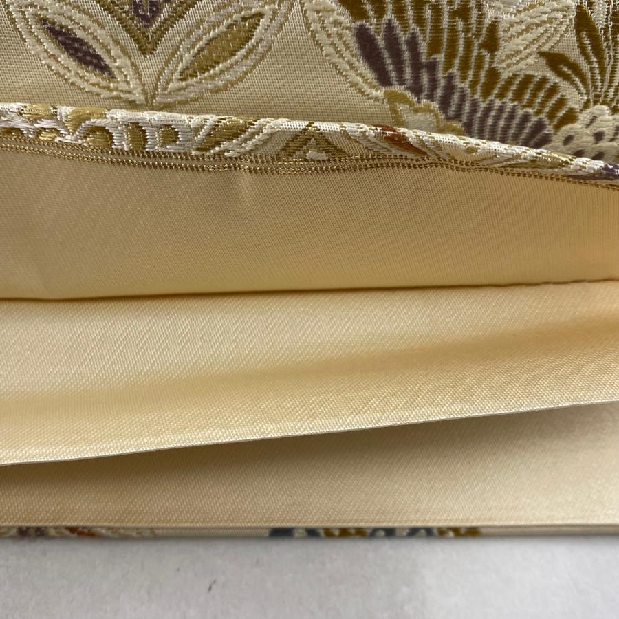 袋帯 逸品 鳳凰 七宝 刺繍 ベージュ 六通 正絹 中古 袋帯 逸品 鳳凰 七宝 刺繍 ベージュ 六通 正絹 中古