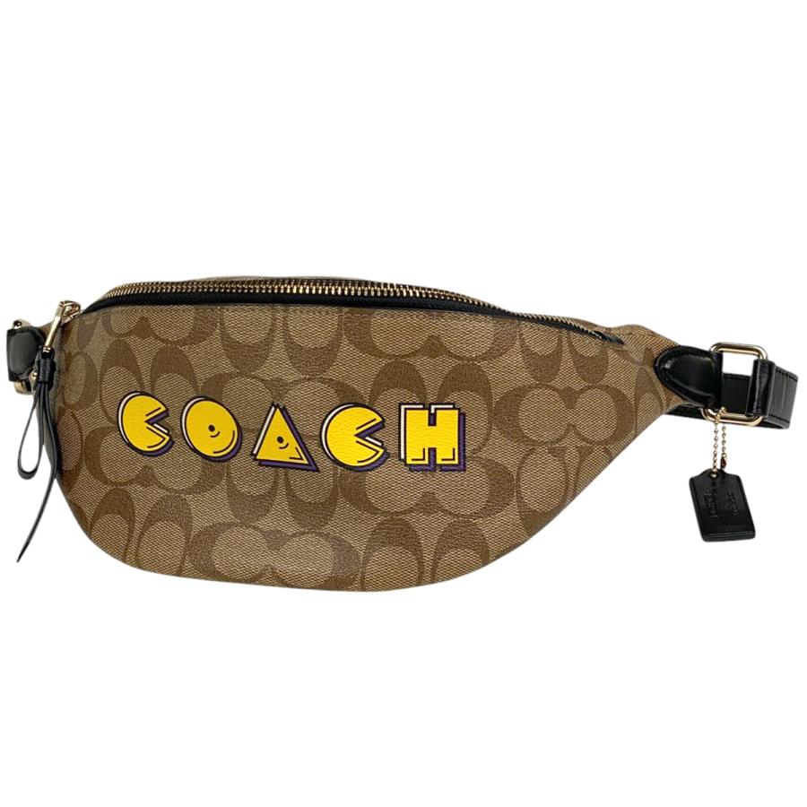 美品　COACH　 パックマン コラボ ウエストポーチ　ボディバッグ　PVC 革 美品 COACH パックマン コラボ ウエストポーチ ボディバッグ PVC 革 美