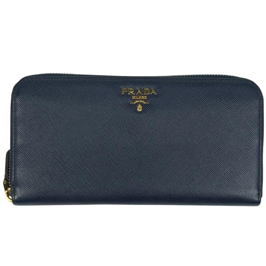 PRADA プラダ ロゴ ラウンドファスナー 長財布 ラウンドジップ レザー  