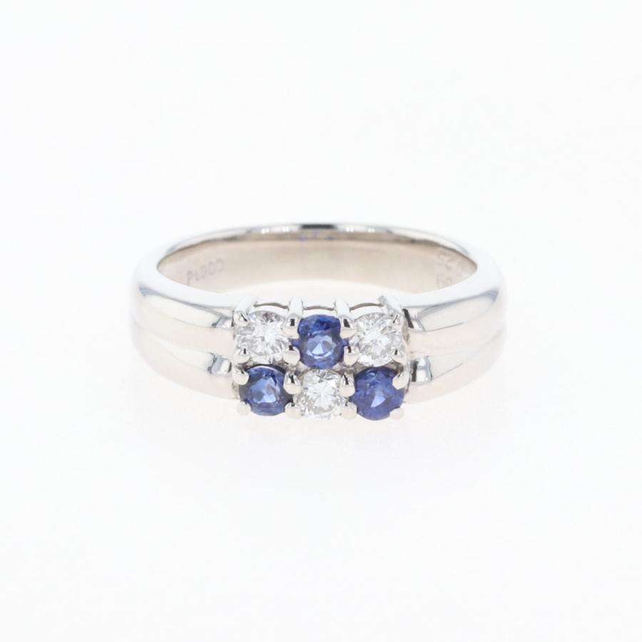 サファイア デザインリング プラチナ 指輪 メレダイヤ リング 10号  