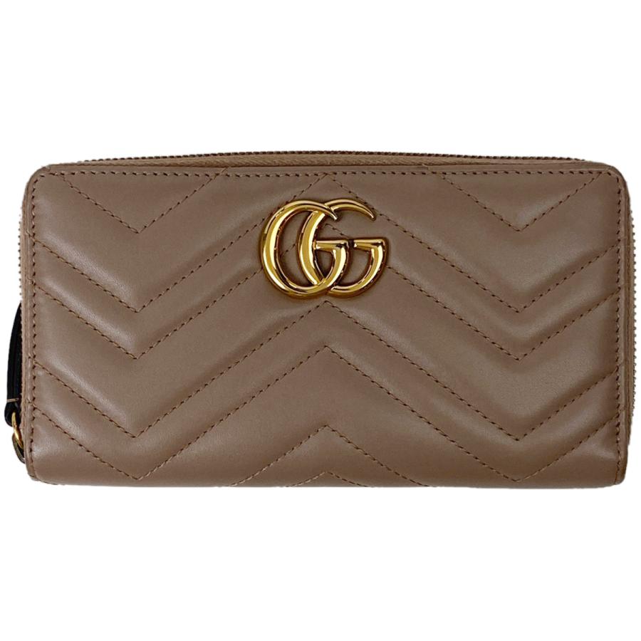 GUCCI グッチ ダブルG ラウンドファスナー 長財布 ローズベージュ 