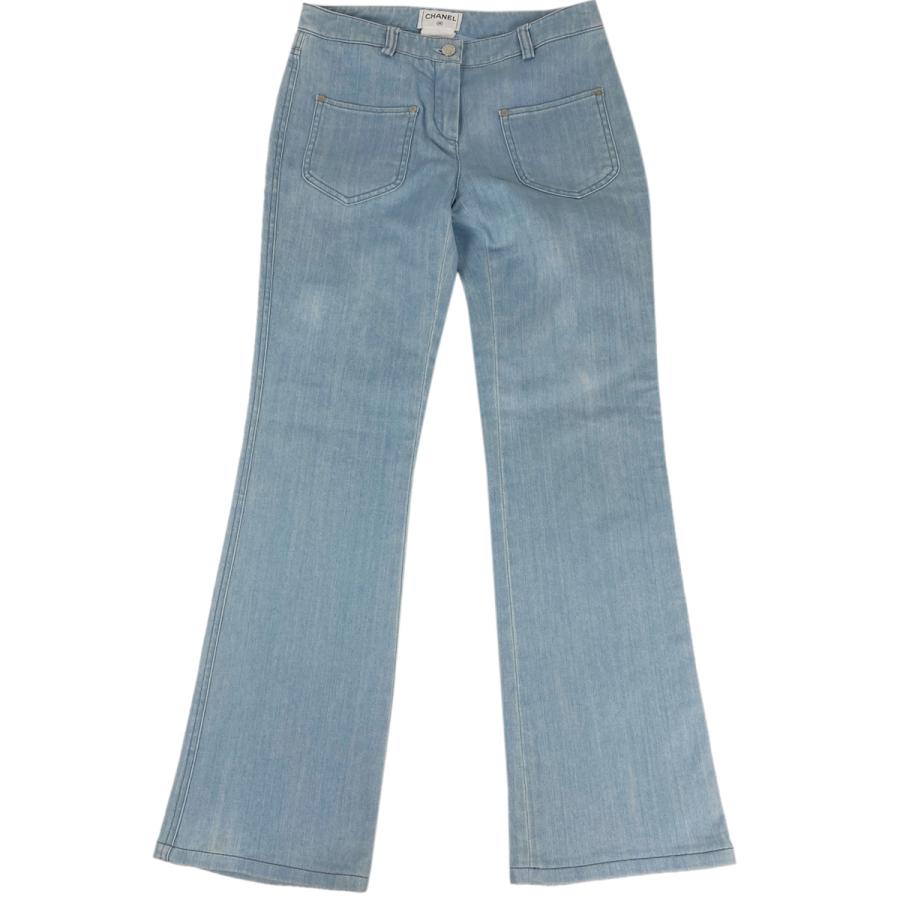 CHANELシャネル ココマークロゴデニムフレアパンツ ボトムス  