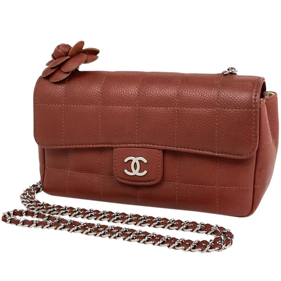シャネル CHANEL チョコバー チェーン ショルダーバッグ フラワー ココ 
