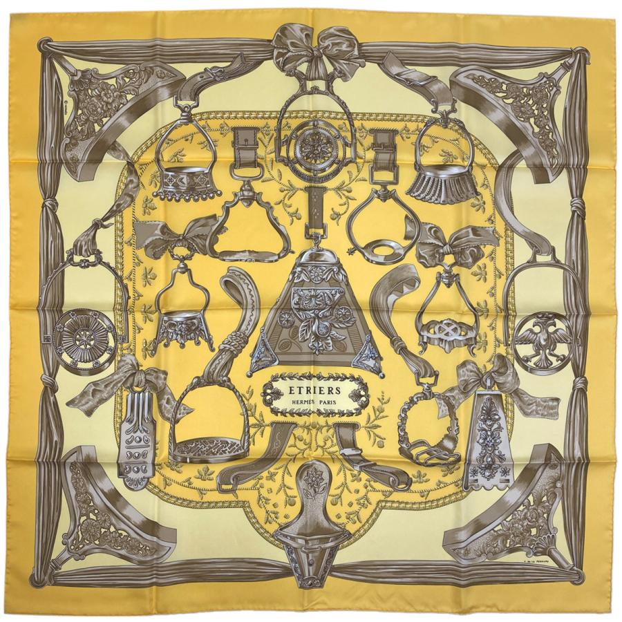 HERMES エルメス カレ 90 ETRIERS 鎧柄 馬具柄 スカーフ シルク HERMES エルメス カレ 90 ETRIERS 鎧柄 馬具柄 スカーフ シルク