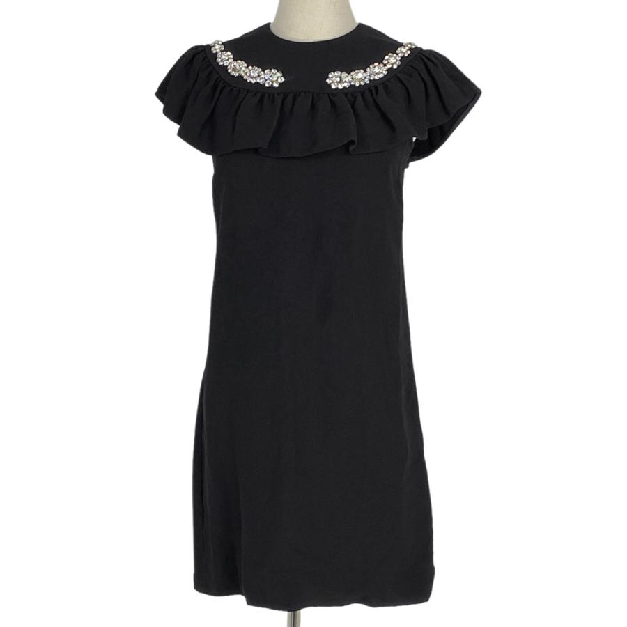 ミュウ ミュウ Miu Miu ビジュー ノースリーブ ワンピース フリル  