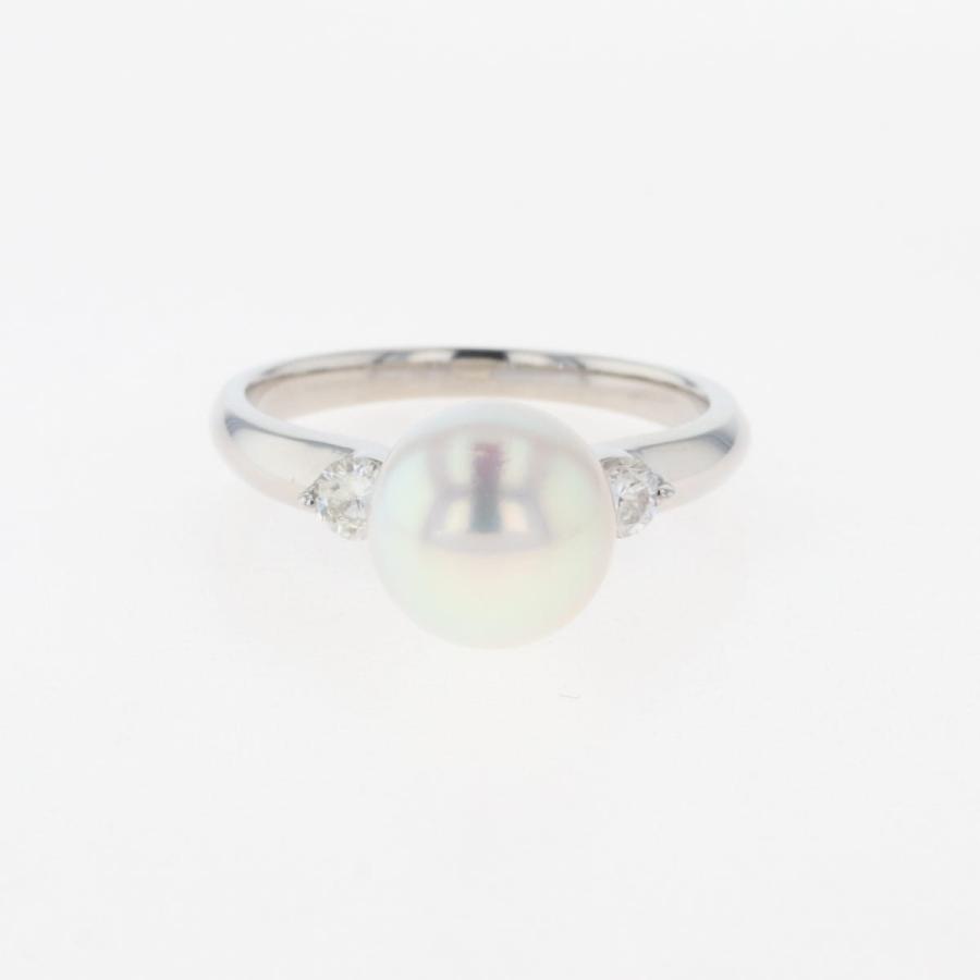 パール デザインリング プラチナ 指輪 真珠 メレダイヤ リング 12.5号  