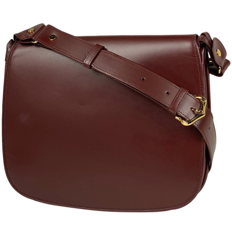 カルティエ マストライン ショルダーバッグ ロゴ型押し ゴールド金 ボルドー Cartier（カルティエ） マストライン ショルダーバッグ 斜め掛け