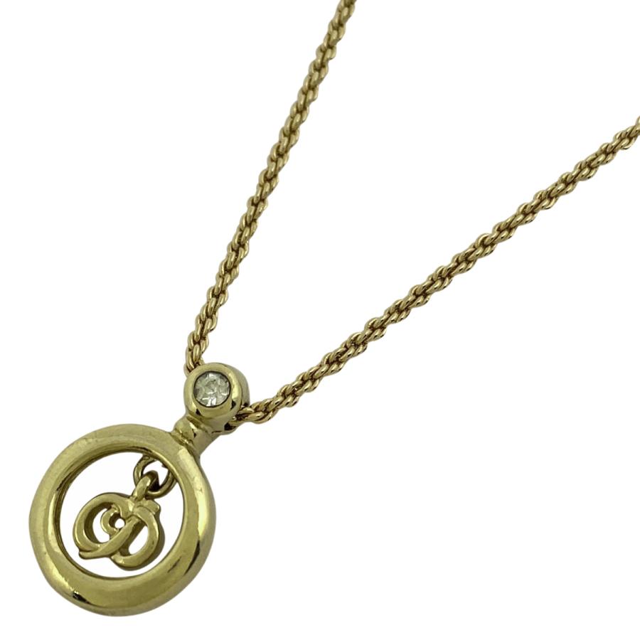 クリスチャンディオール ロゴ ラインストーン ネックレス CDスイング  