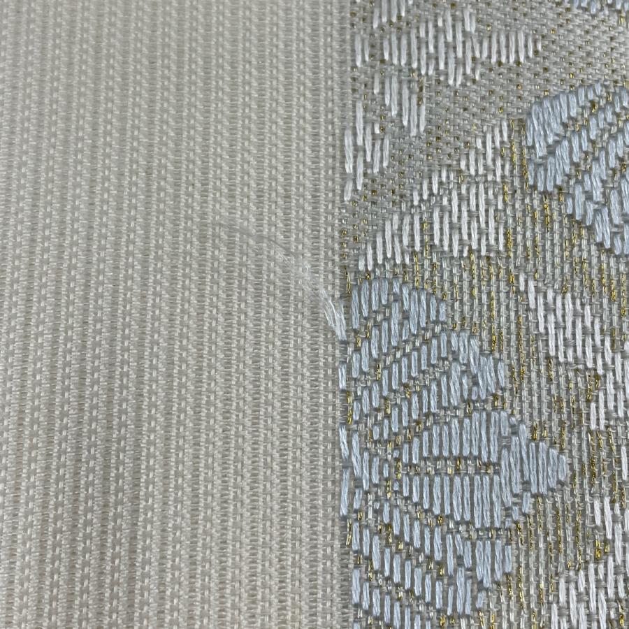 名古屋帯 名品 夏帯 絽 草花 花菱 金銀糸 唐織 クリーム 正絹 中古  