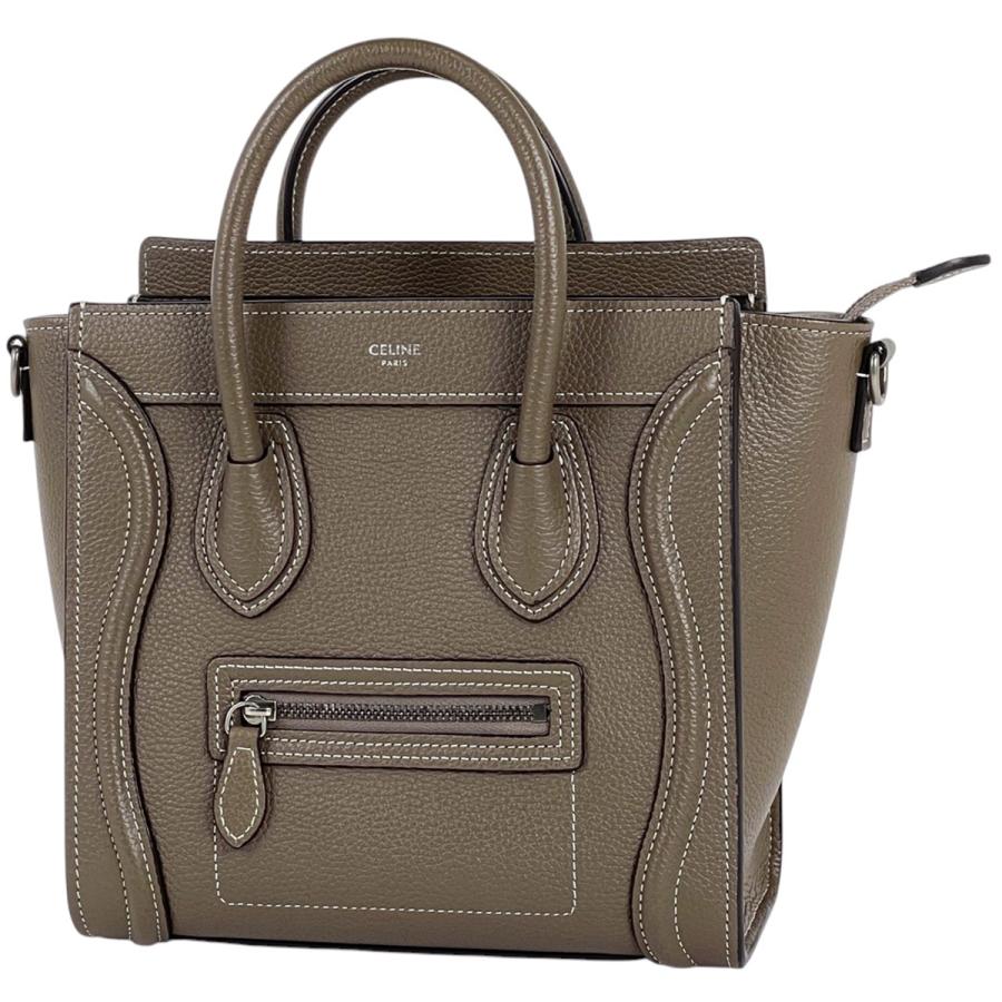 美品 セリーヌ ラゲージ ナノショッパー レザー 2way ショルダーバッグ CELINE ラゲージ ナノショッパー レザー 2WAY ハンドバッグ ブラック