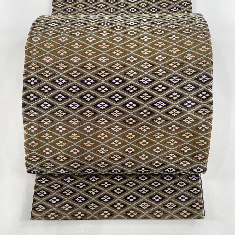 袋帯 名品 名物裂 菱 茶緑色 六通 正絹 中古 : 1000075692024  