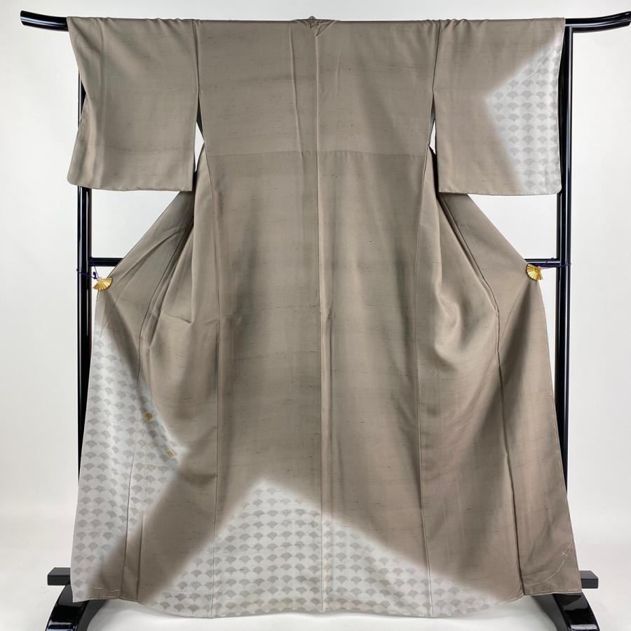 付下げ 身丈159cm 裄丈64cm M 紗袷 山 青灰色 正絹 名品 【中古】（付  