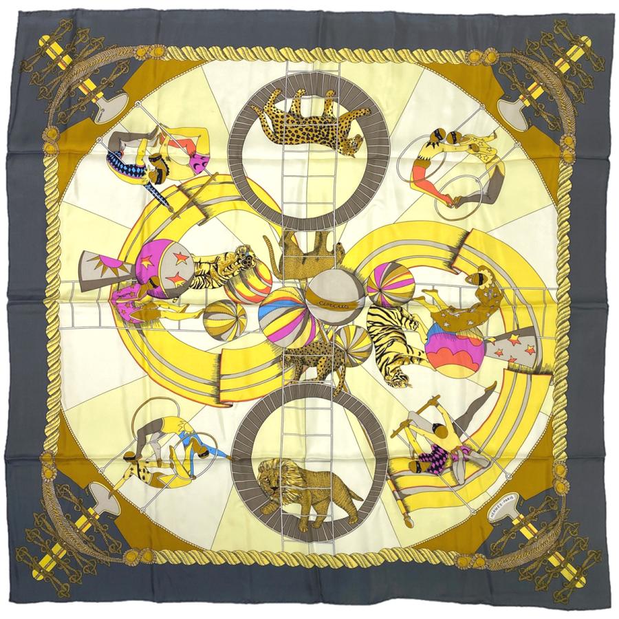 エルメス HERMES カレ 90 Circus サーカス 玉乗り ライオン柄 トラ柄 
