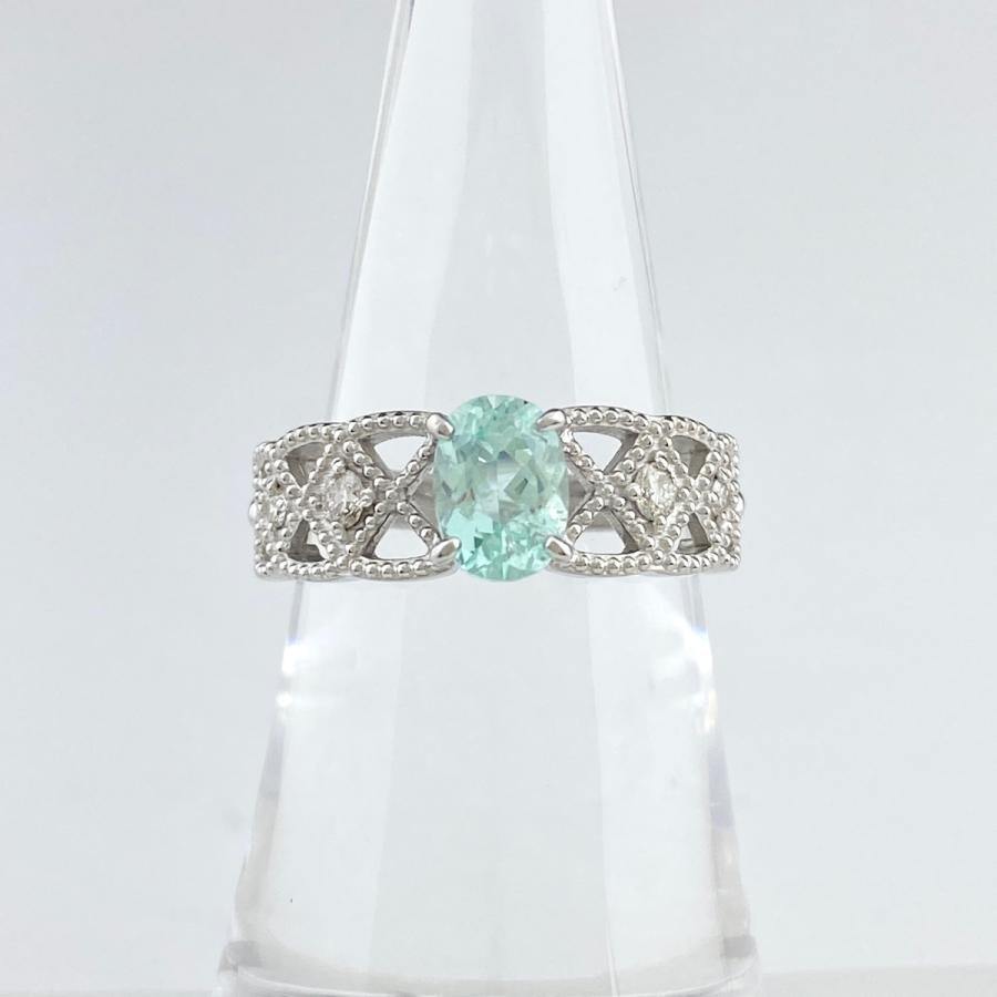 パライバトルマリン デザインリング プラチナ 指輪 メレダイヤ リング  