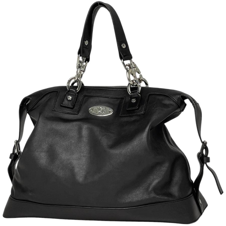 CELINE 【ジャンク品】セリーヌ ロゴ ハンドバッグ ブラゾン レザー  