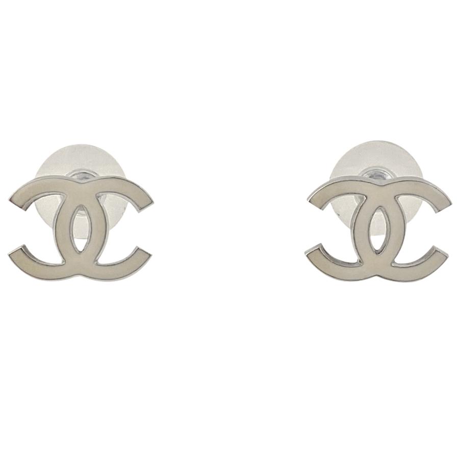 シャネル CHANEL ココマーク ピアス シルバーメッキ シルバー ホワイト 