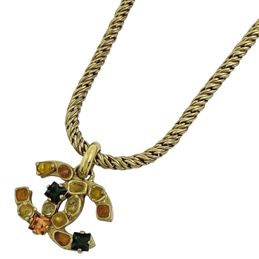 CHANEL シャネル ココマーク カラーストーン ネックレス GP ライン  