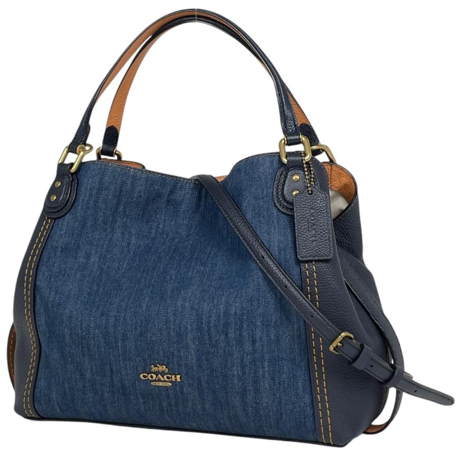 【美品】COACH 2way デニム ネイビーキャンバスバッグ COACH（コーチ） イーディー トートバッグ 2WAY ショルダーバッグ