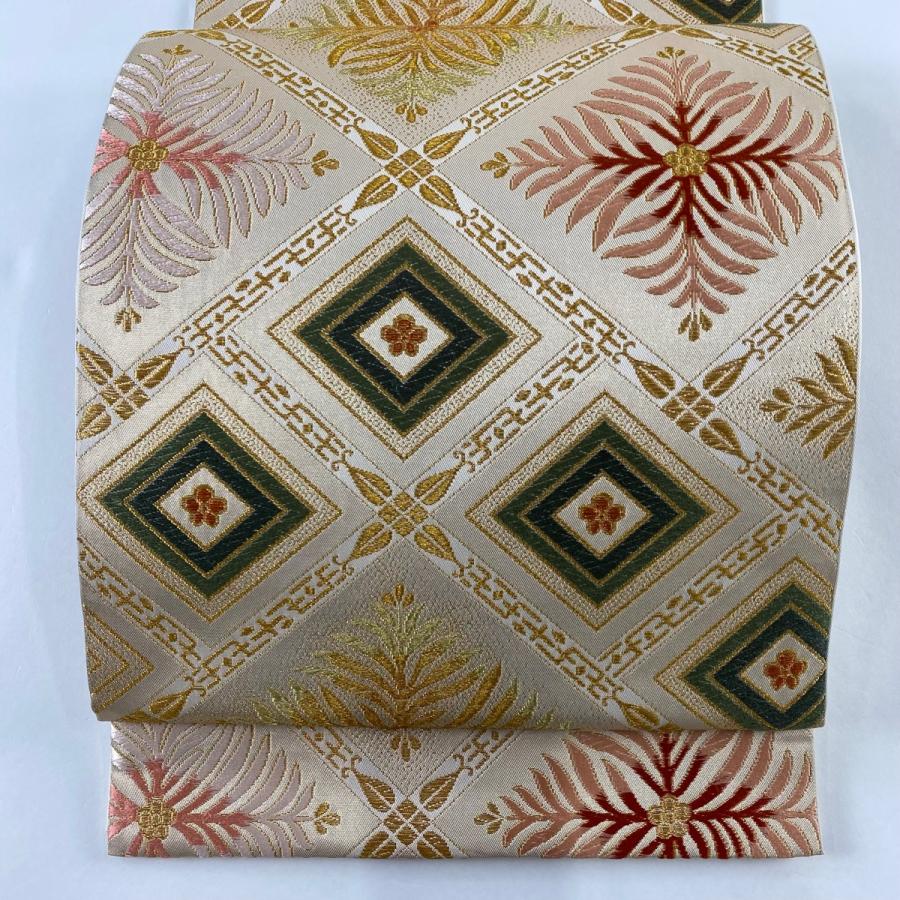 袋帯 美品 逸品 北出与三郎 落款あり 松菱吉祥文 金糸 唐織 薄 袋帯 美品 逸品 北出与三郎 落款あり 松菱吉祥文 金糸 唐織 薄