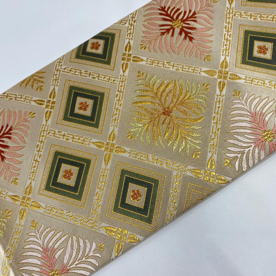 袋帯 美品 逸品 北出与三郎 落款あり 松菱吉祥文 金糸 唐織 薄 袋帯 美品 逸品 北出与三郎 落款あり 松菱吉祥文 金糸 唐織 薄