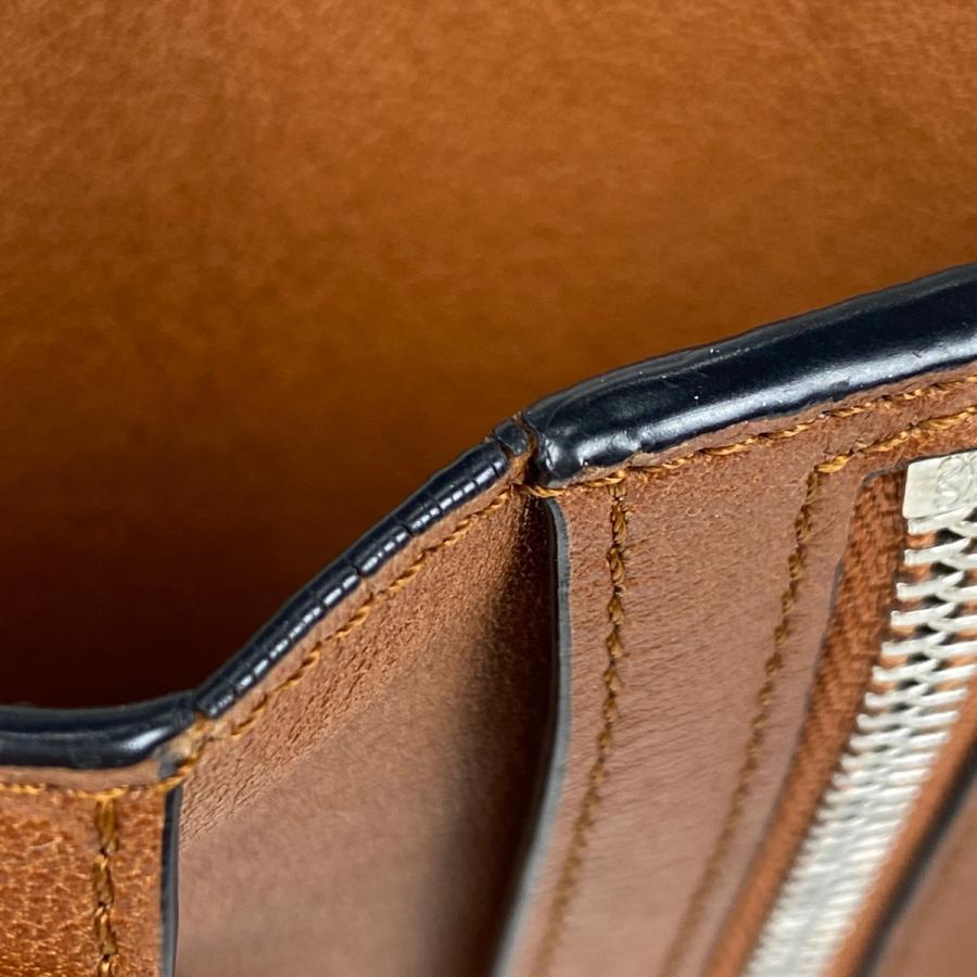 LOEWE ロエベ アナグラム 二つ折り財布 レザー ネイビー LOEWE ロエベ アナグラム 二つ折り財布 レザー ネイビー