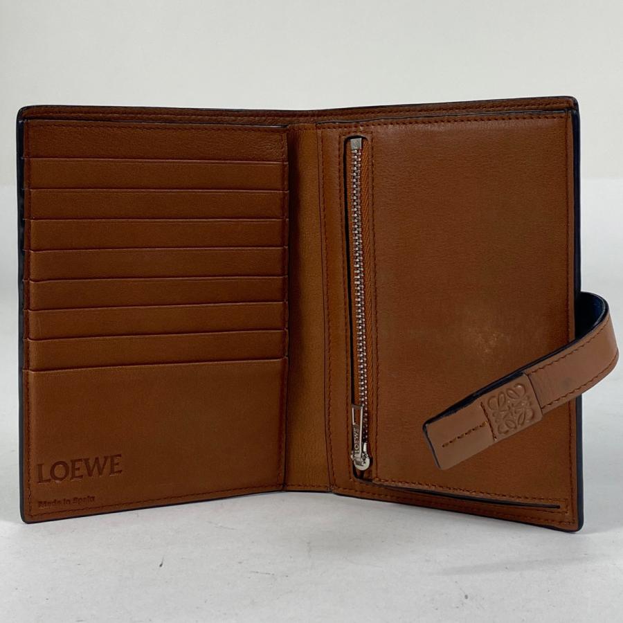 LOEWE ロエベ アナグラム 二つ折り財布 レザー ネイビー LOEWE ロエベ アナグラム 二つ折り財布 レザー ネイビー