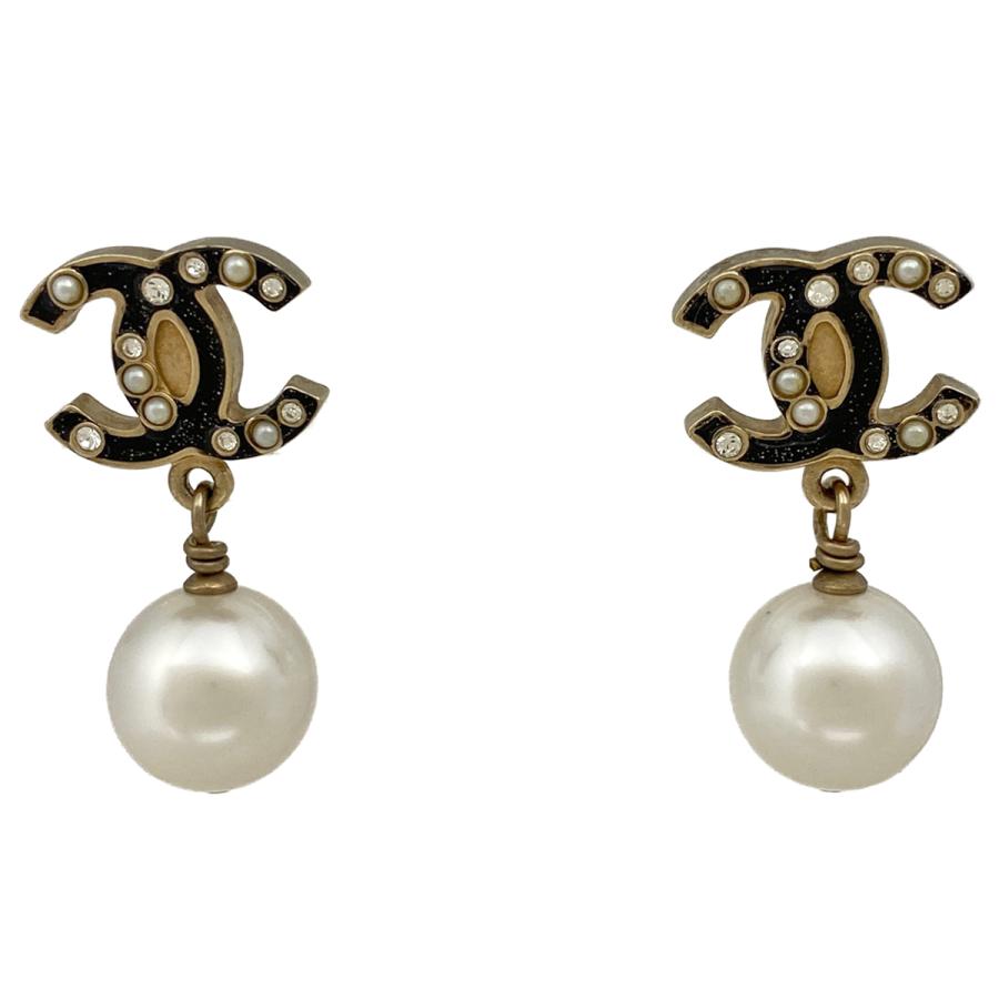 シャネル CHANEL ココマーク フェイクパール ピアス スイング ピアス 