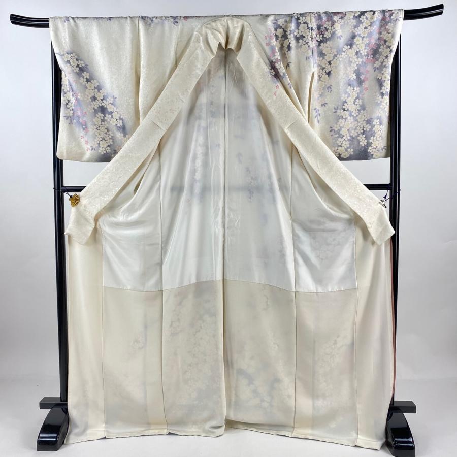 訪問着 身丈174cm 裄丈69.5cm L 袷 桂由美 落款あり 桜 地紋 金彩  