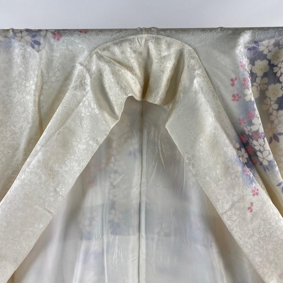 訪問着 身丈174cm 裄丈69.5cm L 袷 桂由美 落款あり 桜 地紋 金彩  