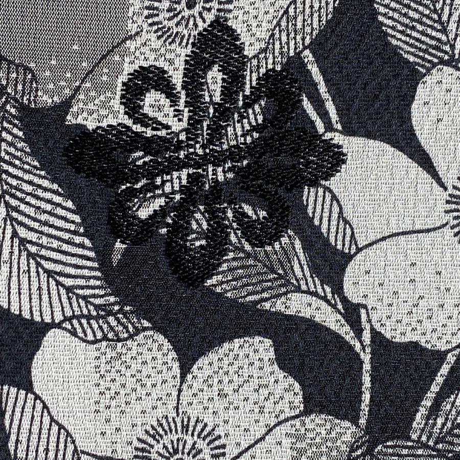 小紋 身丈173cm 裄丈73cm L 袷 斉藤上太郎 落款あり 草花 黒 正絹 美品  