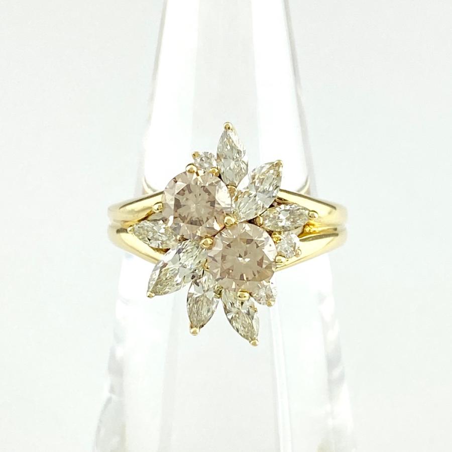 メレダイヤ デザインリング YG イエローゴールド 指輪 リング 10号 K18  