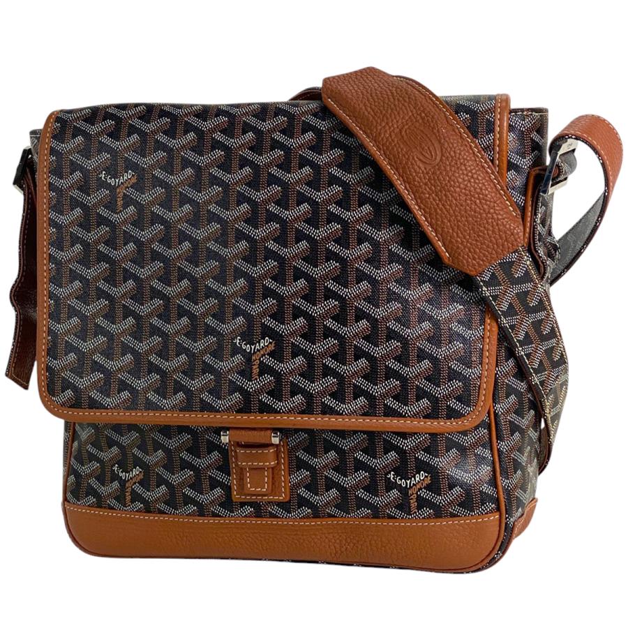GOYARD ゴヤール ショルダーバッグ グレナディン ワンショルダー ハンドバッグ 肩掛け かばん 鞄 コーティングキャンバス  レザー   ブラック 黒 ブラウン 茶 シルバー金具 レディース【中古品】 GOYARD（ゴヤール） ショルダーバッグ ミノディエール トランクバッグ