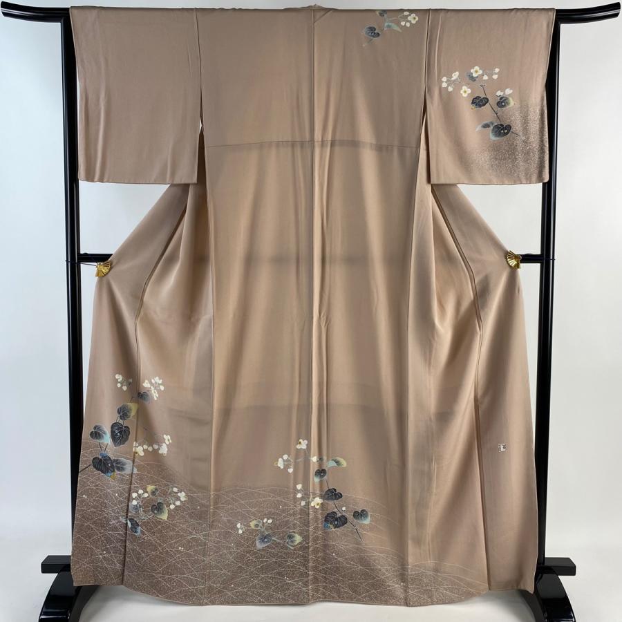 訪問着 身丈167cm 裄丈63.5cm S 袷 人間国宝 羽田登喜男 落款あり 草花  