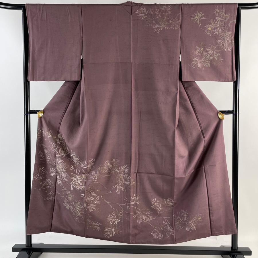 付下げ 身丈154cm 裄丈63cm S 袷 紬地 桜 絞り 金彩 灰色 正絹 付下げ 身丈154cm 裄丈63cm S 袷 紬地 桜 絞り 金彩 灰色 正絹