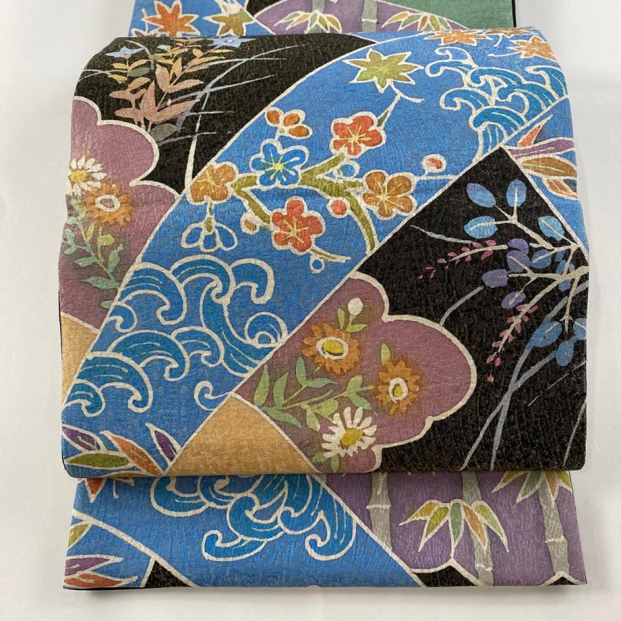 半幅帯 美品 名品 正絹 速め 【中古】 