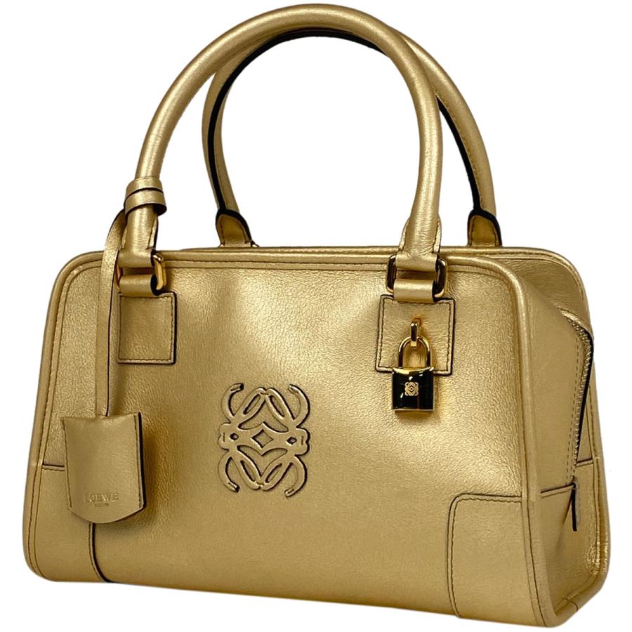 ロエベ LOEWE アマソナ28 アナグラム ロゴ メタリック ハンドバッグ 