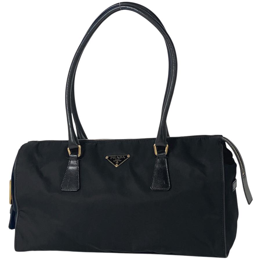 プラダトートバッグハンドバッグナイロンブラック黒ロゴプレート