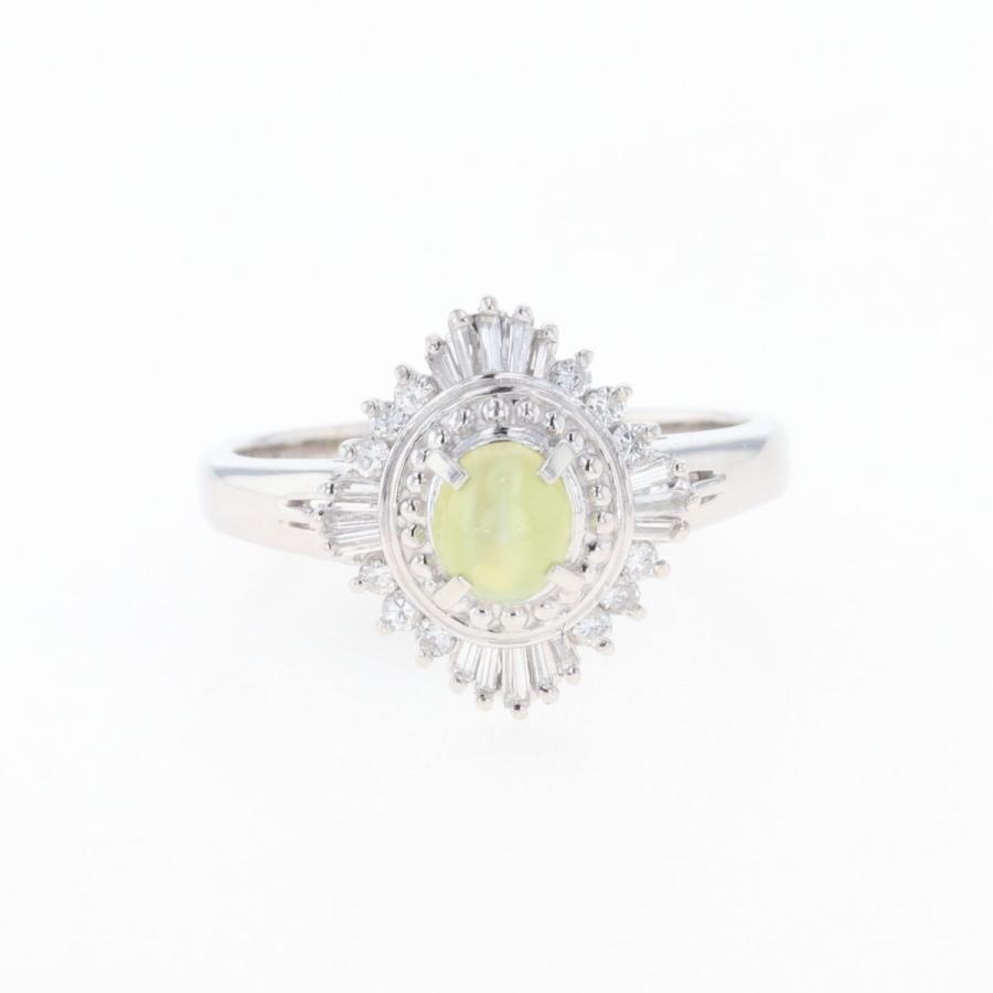 クリソベリルキャッツアイ デザインリング プラチナ 指輪 メレダイヤ  